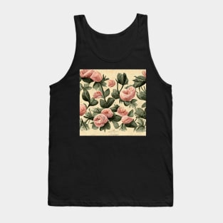 3D pretty pink roses with green stem pattern. Tank Top